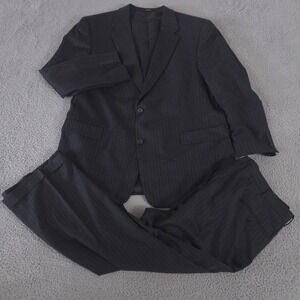 Hart Schaffner Marx 2-Piece Suit Mens 48R Pants 48x29 Pinstripe Gold Trumpeter